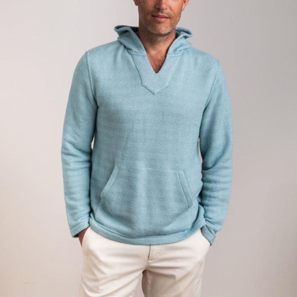 Faherty Baja Beach Whitewater Cotton Hoodie Blue Men XXL